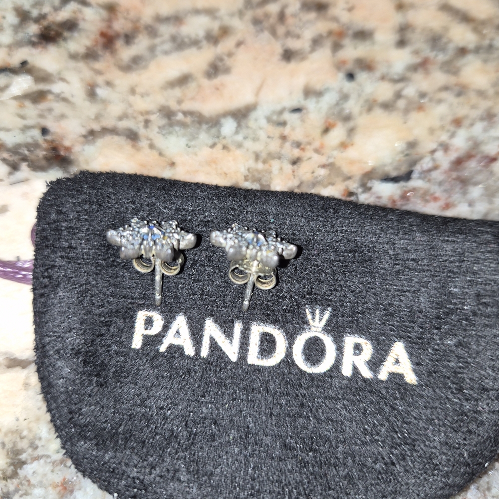 Pandora Silver Floral Earrings - Picture 3 of 3